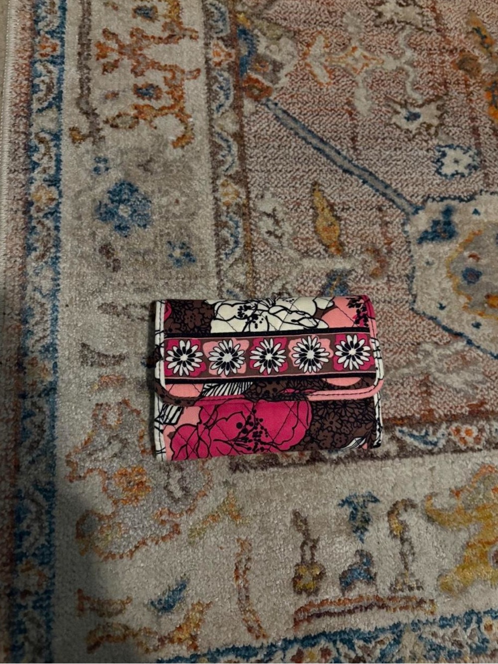 2010 Retired Vera Bradley Mocha Rouge Euro Fold Wallet
